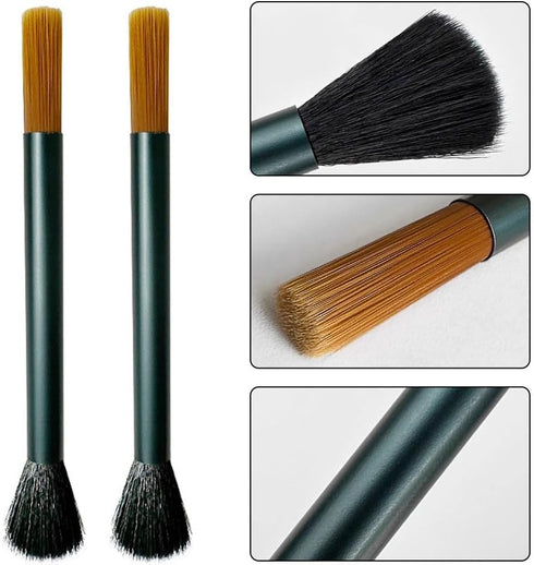 2PCS Coffee Brush, Cleaning Tool with Aluminum Handle & Dual-Head Soft Bristles for Coffee Grinder & Home Kitchen