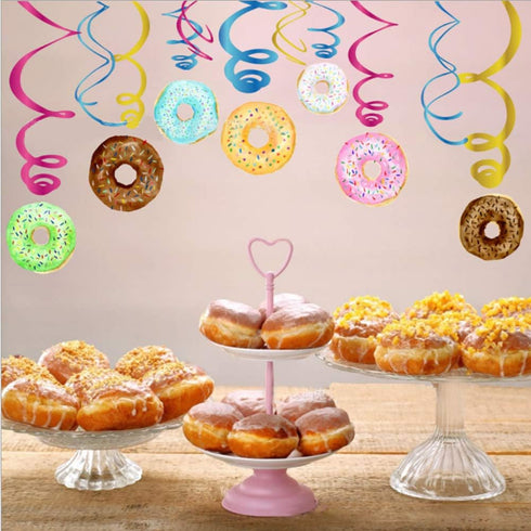 30Ct Donuts Party Supplies - Hanging Swirl Decorations for Kids, Home, Classroom, Baby Shower, Birthday