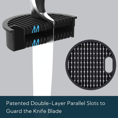 Universal Knife Block without Knives, Round Kitchen Knife Holder with Scissors Slot, Space Saver Storage