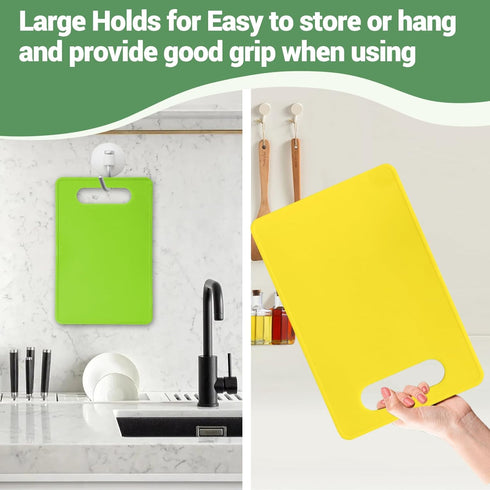 Kitchen Cutting Board Set of 3 - Plastic Boards with Easy Grip Handle, Non Slip for Meat, Fruit, Vegetables