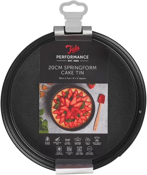 Tala Performance 20cm Springform Round Cake Tin, Professional Gauge Carbon Steel with Non-Stick Coating