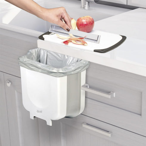 Glad Roomate Collapsible Waste Bin, 2 Gallon, Compact Travel Trash Can with Expandable Design