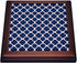 3dRose Quatrefoil Pattern Navy Blue & White Trivet with Ceramic Tile, 8 by 8", Brown Accent