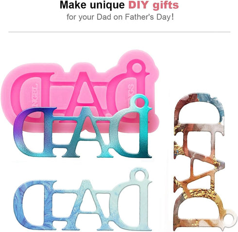 2 Pcs Mom and Dad Words Keychain Silicone Mold Set for DIY Mother's Day/Father's Day Gifts, Baking Cake Topper Decor