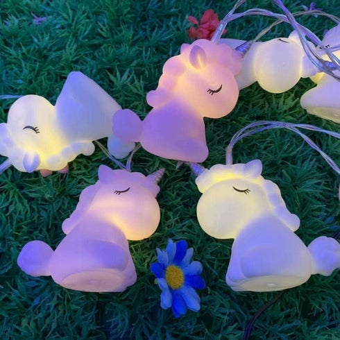Unicorn String Lights, 10 LED 6.8ft Fairy Lights for Girl Room Decoration, Pink/White