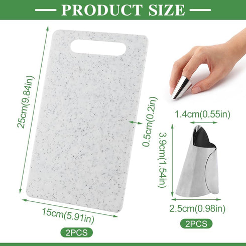 2 Pcs Small Kitchen Cutting Board Set, Mini Plastic Boards with Finger Guards, Dishwasher Safe for Food Prep