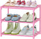 HITHIM 3-Tier Pink Shoe Racks for Women/Girls/Kids' Closet, Small Shoe Storage for