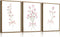 SongZest 3 Piece Pink Floral Framed Wall Art Boho Flower Nursery Canvas Art
