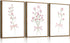 SongZest 3 Piece Pink Floral Framed Wall Art Boho Flower Nursery Canvas Art