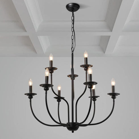 GooChan 2 3 4 6 7 Inch E12 Set 12 (7-Inch 12-Pack) Black Plastic Candle Cover Sleeves,Chandelier Socket
