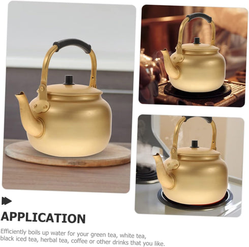 Vintage Aluminum Kettle - Metal Water Boiler Heating Kettle, Teapot, Small Teapot, Metal Boiler with Handle