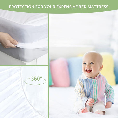 Twin XL Waterproof Mattress Protector, Viscose Bamboo Cooling Jersey Pad, Skin Friendly with 14" Deep Pocket