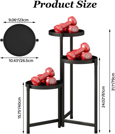 outdoor-3 9in Plant Stand indoor Tier black Tall Metal Flower Pot Holder Wide Potted Display Rack - Heavy Duty Corner