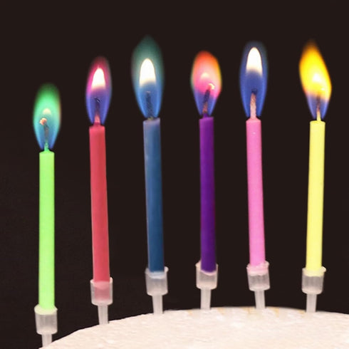 Birthday Cake Candles, Happy Birthday Colorful Candles with Holders Included (24 pcs)