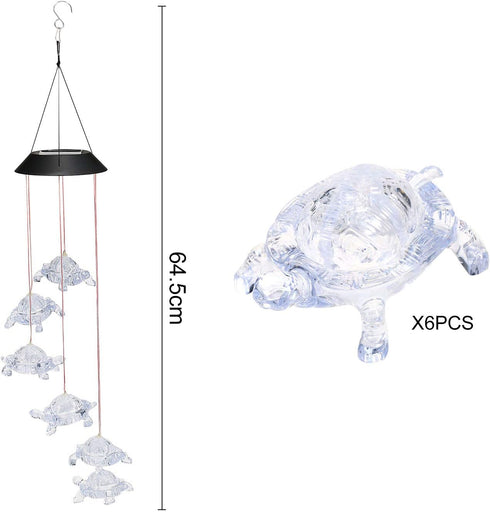 IP44 Wind Chimes Chandelier, Solar Turtles Hanging Lamp ,Wind Chime Pendant Light Waterproof Mixcolor Slow Flashing