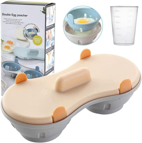 Microwave Egg Poacher, Poached Egg Cooker with Measure Cup, BPA Free, Dishwasher Safe Kitchen Gadget
