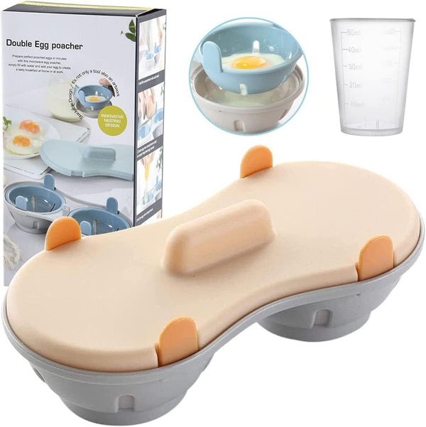 Microwave Egg Poacher, Poached Egg Cooker with Measure Cup, BPA Free, Dishwasher Safe Kitchen Gadget