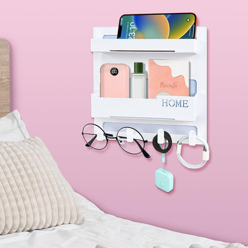 Floating Shelves for Bedside Shelf Accessories Organizer, Wall Mount Self Stick On, Cute Room Decor Aesthetic for