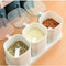 Kitchen Seasoning Box Spice Jar Set, Container with Cover and Serving Spoon for Kitchen Storage, White, 3