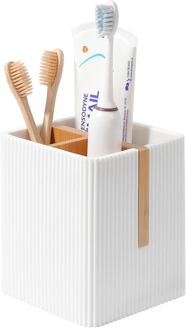 rejomiik Toothbrush Holders for Bathroom Countertop, 3 Slots Electric Toothbrush and Toothpaste Storage Organizer