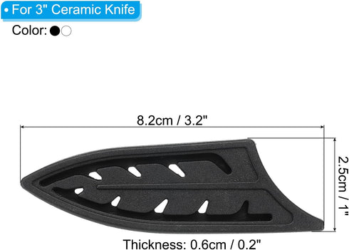 PATIKIL Knife Sheaths for Kitchen Knife for 3" Ceramic Knife, 2 Pcs Knife Edge Guard, Knife Sheath Covers Sleeves, Feather Ceramic Knife Set, Black & Transparent, 3.2"x 1" by PATIKIL