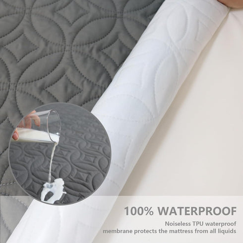 FELTYBED King Size Waterproof Mattress Protector, Soft Grey Mattress Cover with Deep Pocket 6"-15"