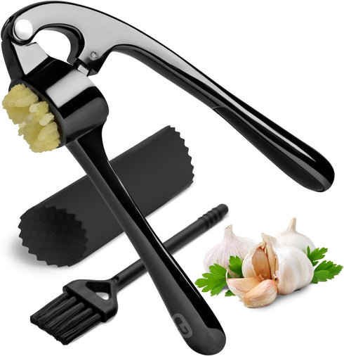 Garlic Press Crusher & Mincer Easy Squeeze Ergonomic Handle, Heavy Duty Zinc