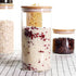 LEAVES AND TREES Y Stackable Kitchen Canisters Set, Pack of 5 Clear Glass Food Storage Jars with Bamboo Lid