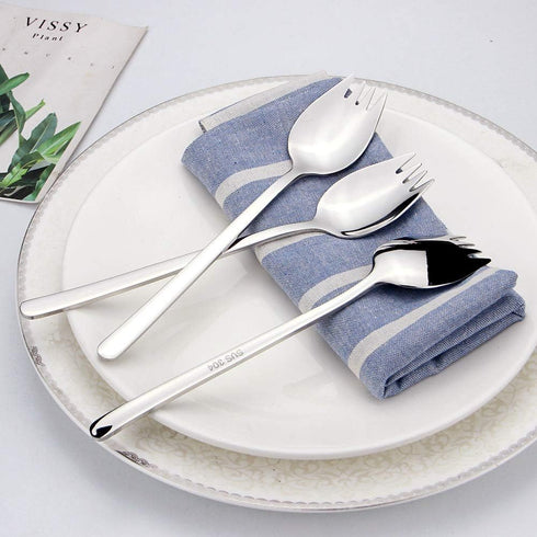 IQCWOOD Sporks Stainless Steel - 8 Pack 18/10 Spork, 7.4 Inches Long Handle Dessert Forks