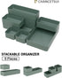 CHANCETSUI 9 Pcs Stackable Drawer Organizer Trays Set, Green Multifunctional Storage for Vanity, Bathroom & Office
