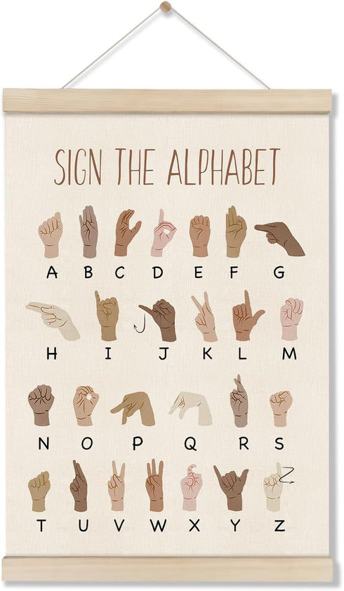 DOI-LANEE ASL Alphabet Poster Hanger Frame, Educational Posters for Toddlers 16x12 Inch,