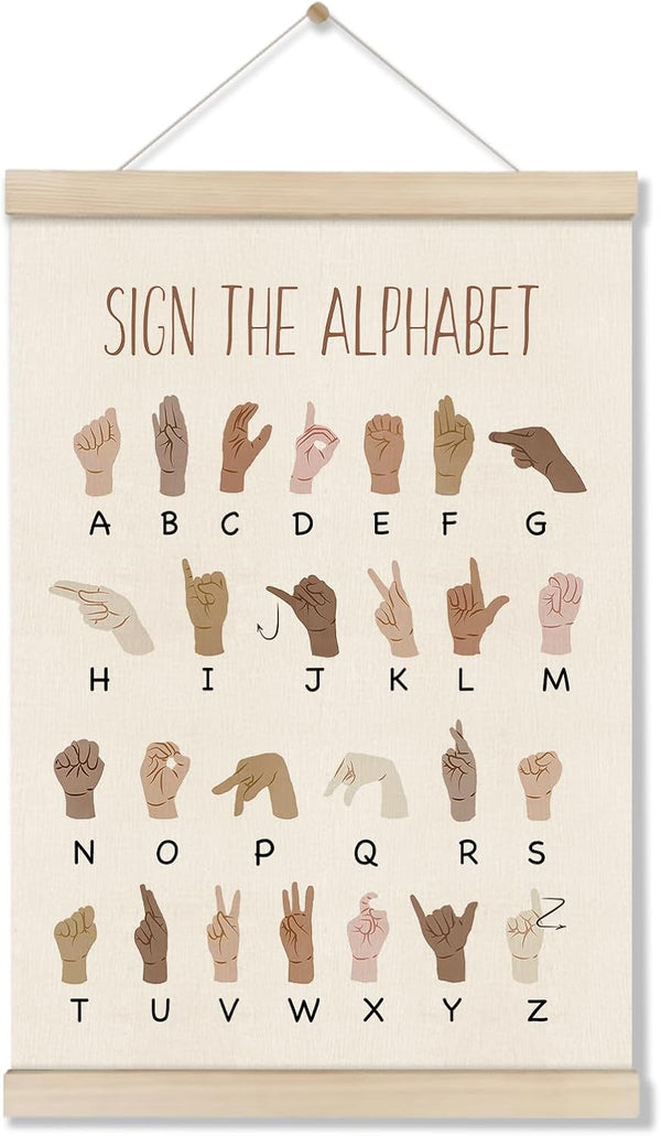 DOI-LANEE ASL Alphabet Poster Hanger Frame, Educational Posters for Toddlers 16x12 Inch,