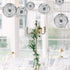 Hanging Paper Fans Party Set, Silver Round Pattern Paper Garlands for Birthday, Baby Shower, Graduation, Set of 6
