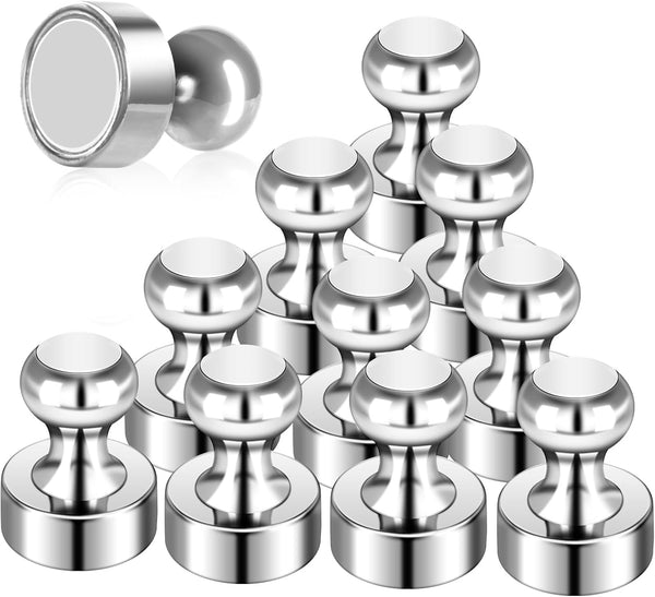 12Pack Fridge Magnets for Whiteboard, Strong Refrigerator Magnets for Adult Small Push Pin Magnets for Classroom