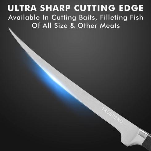 TRUSCEND Boning Knife with Protective Sheath, Razor Sharp Stainless Steel Chef Knives for Boning, Filleting, Trimming,
