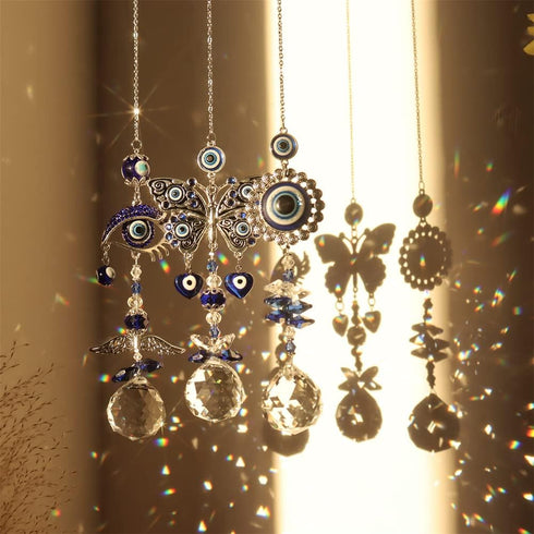 CIXVOEMK 3PCS Blue Sun Catcher Pendant Light Shadow Garden Decor Crystal Wind Chimes Rainbow Garden Sunshine Collection