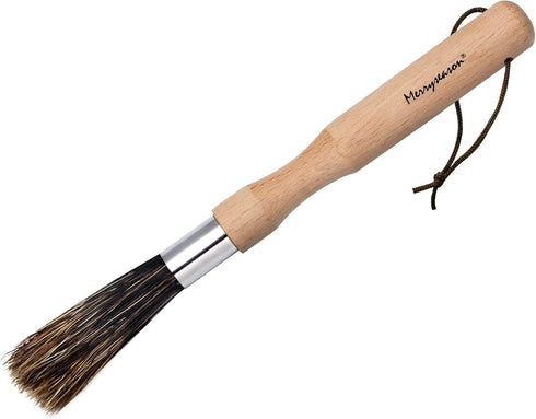 Coffee Grinder Cleaning Brush, Beechwood Handle, Natural Boar Bristles, 8" Tool for Home Kitchen Barista
