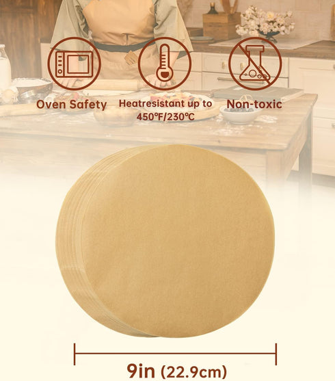 Katbite 200Pcs 9 Inch Parchment Paper Rounds, Unbleached & Non-stick, Precut Parchment Circles for Cheesecake Spring Pans, Storage/Freezing Hamburger Patties by katbite