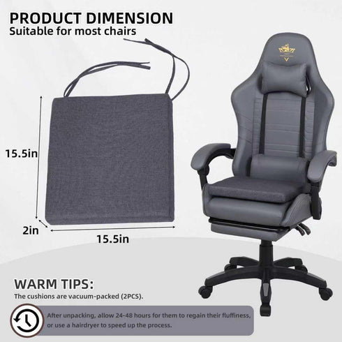 15.5" 15.5" 2", Set 2, Chair Cushions for Dining Chairs, Indoor Square Seat Cushion for Folding Chairs with Ties