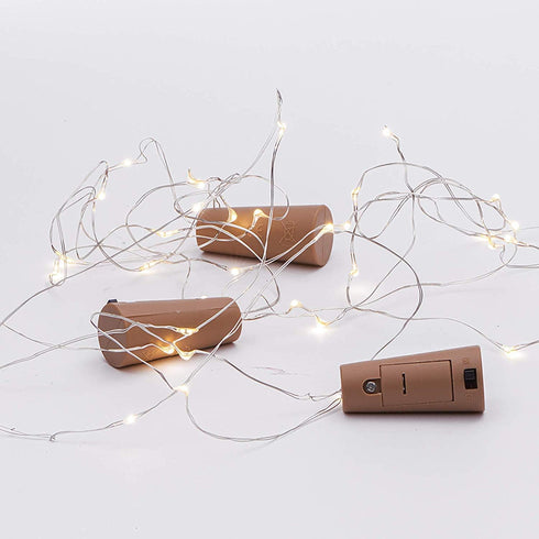 Sterno Home GL42588 LED Cork Wine Bottle Fairy String Lights, 10-Pack with Silver Wire