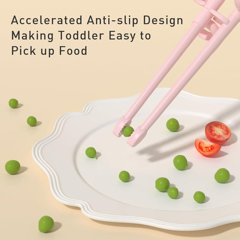 Training Chopsticks for Kids - Anti-dislocation Buckle Design, Harmless Material, Includes Portable Box (Pink)