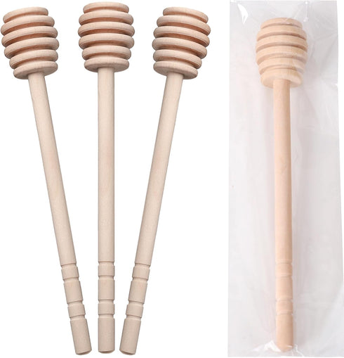 CJFocus 22 6 Inch, PCS Wooden Honey Sticks Dipper Individually Wrapped Mini Honeycomb Honey Stirrer Stick For Honey Jar
