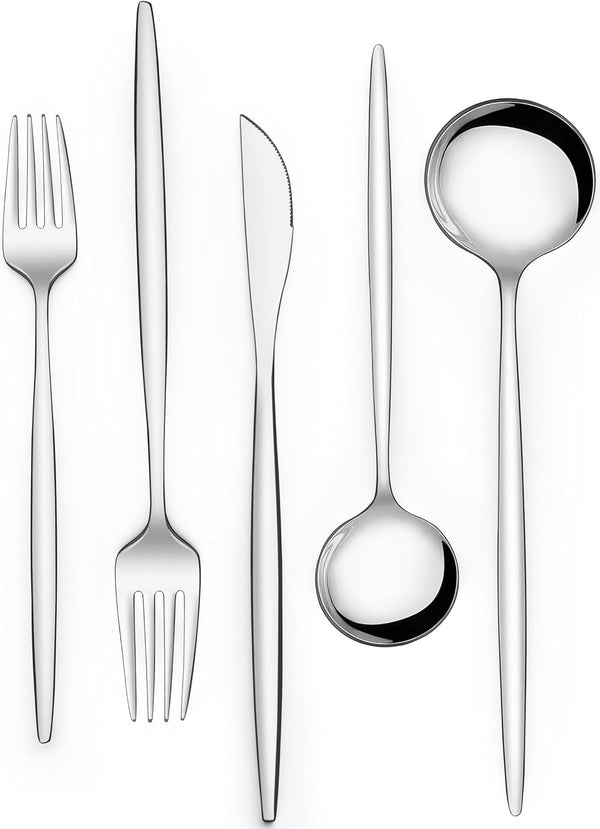 Silverware Set 20 Piece, Wildone Stainless Steel Flatware Set Service for 4, Includes Knife, Fork, Spoon Set