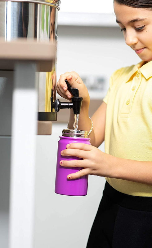 Kids Water Bottle 12oz Purple - Leak Proof with Straw & Handle, Insulated Double Wall Stainless Steel, Easy Sip Toddler