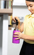 Kids Water Bottle 12oz Purple - Leak Proof with Straw & Handle, Insulated Double Wall Stainless Steel, Easy Sip Toddler