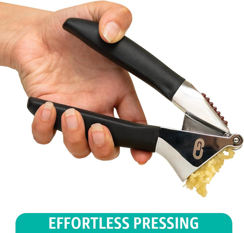 Set Garlic Press Heavy Duty Rust-Resistant Garlic Crusher & Mincer with Ergonomic Handles, Easy Squeeze Manual Garlic