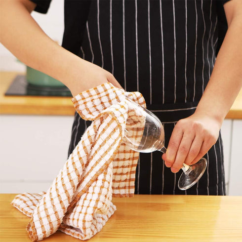 LAZI Kitchen Dish Towels, 6 Pack Bulk Cotton Dish Cloths, 16 Inch x 25 Inch for Drying Dishes