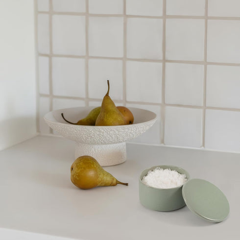 Countertop KIBAGA Beautiful Ceramic Salt Cellar with Lid - Spacious Container for Your Kitchen Keeps Salt Flakes Dry
