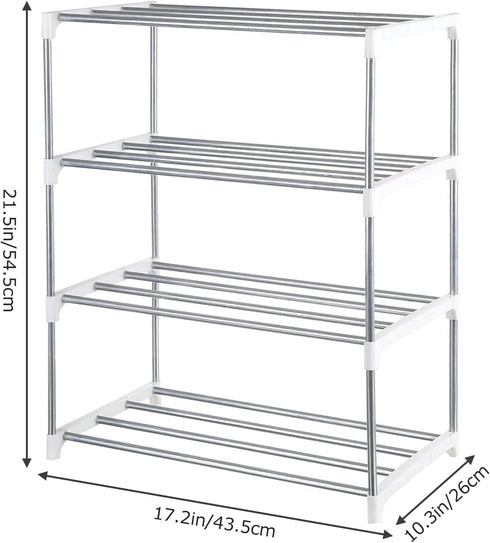 Closet (4-Tier, Small Shoe Rack, Narrow Stackable Shoe Shelf Organizer for Entryway, Doorway and Bedroom White)