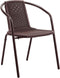 VINGLI PE Rattan Outdoor Dining Chairs Set of 1, Plastic Stackable Patio